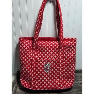 Vera Bradley Red White University of WI Badger Quilted Tote Bag